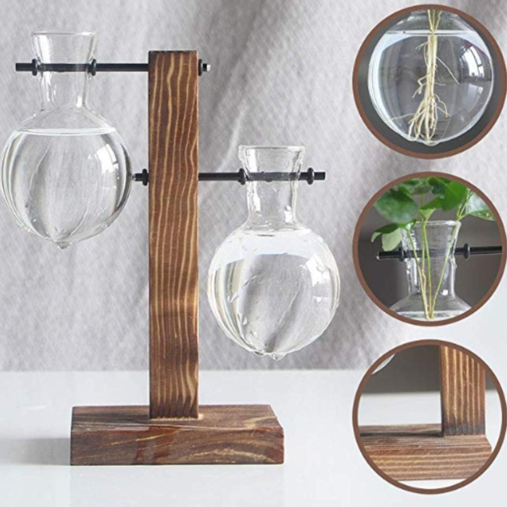 Desktop Glass Planter 2 Tier Bulb Vase - Picture 5 of 6